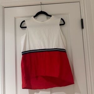 Purificacion Garcia Red and White Color Block Tank Top
